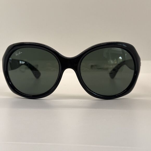 Ray Ban RB4191 601/71 Black Round Gray Oversized Sunglasses 57-19 135 Jackie O - Picture 2 of 12